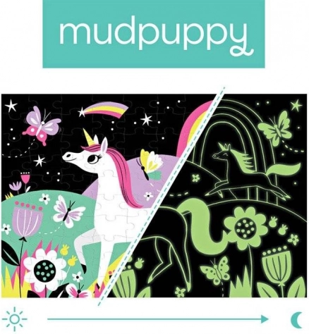 Puzzle Mudpuppy Licorne phosphorescente 100 pièces