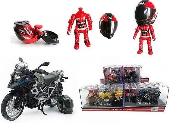 Motorcycle with Helmet and Rider Figure (1:14)