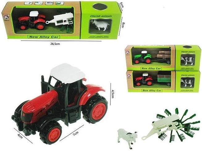 Tracteur avec remorque et figurine d’animal 16 cm