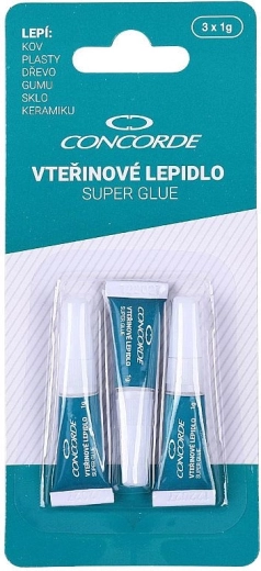 Secondelijm CONCORDE 3×1 g – universele sneldrogende lijm