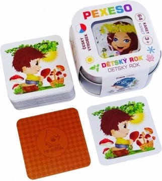 Mémo Année des enfants – imperméable, 64 cartes dans une boîte métallique