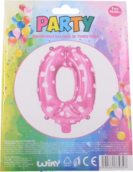 Inflatable balloon number 1 with hearts – Pink