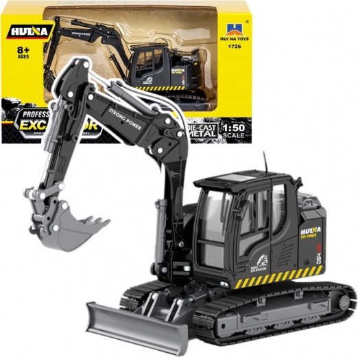 Metal tracked excavator with dozer blade HUINA 1:50 black