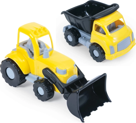 Grote bouwset: kiepwagen en wiellader