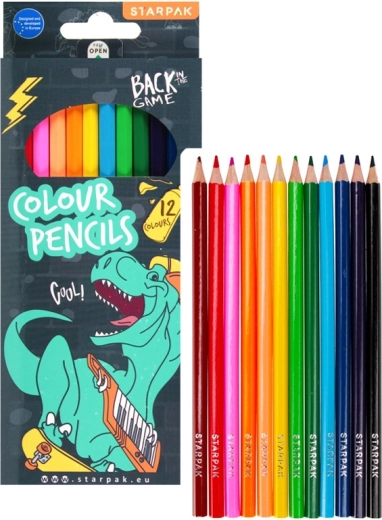 set de crayons dinosaures 12 couleurs 18 cm