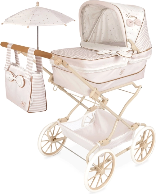 Folding REBORN doll stroller Verona with sunshade and accessories, handle height 65–90 cm