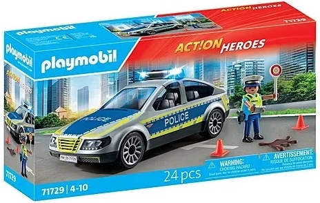 Véhicule de police Playmobil avec gyrophare et son