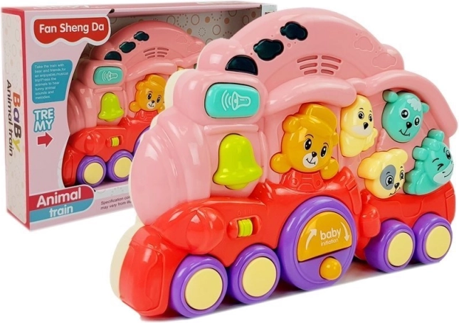 Interactive Pink Locomotive with Animals and Light Effects