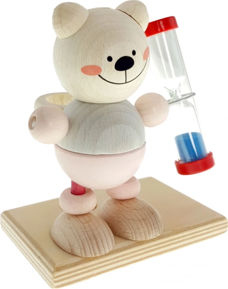 Toothbrush Holder with Hourglass Bear Pink