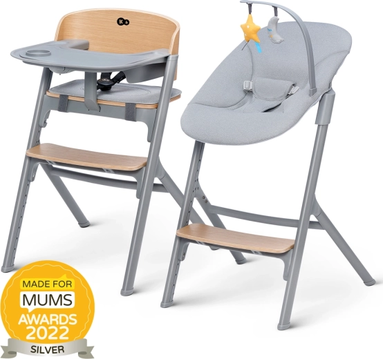 Kinderkraft Select set: Livy Oak high chair and Calmee Premium bouncer