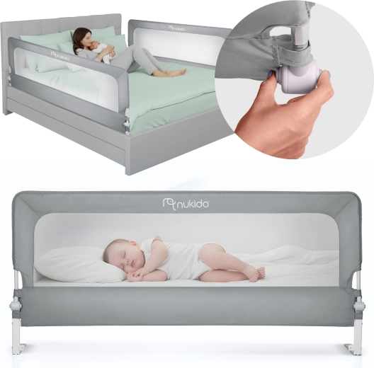 Bed safety rail 200 cm Nukido, grey