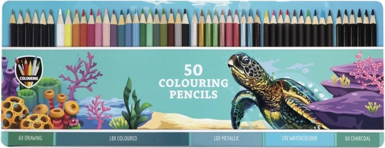 Grafix grande boîte de crayons dans un étui en métal 50 pcs