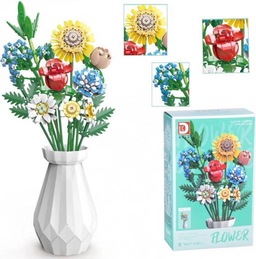 Technical building set – large bouquet of wildflowers with flacon, 618 pieces