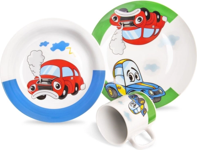 Orion children's porcelain breakfast set, car design, 3 pieces