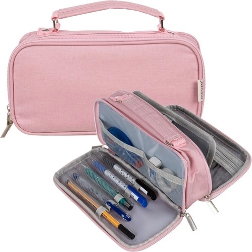 Trousse scolaire à deux compartiments déployable Maaleo – Rose