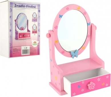 Houten sieradendoos met spiegel voor kleine prinsessen