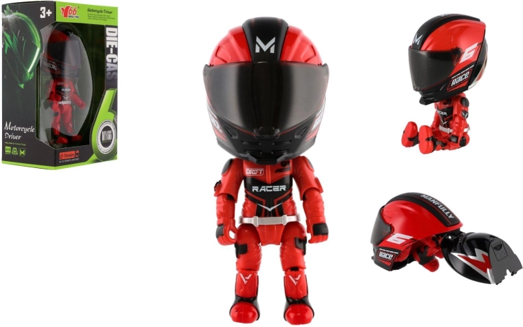 Flexible motorcyclist figure 12 cm with removable helmet