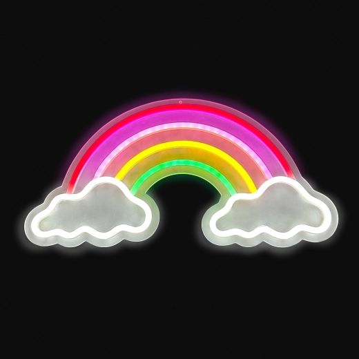 Lampe néon LED arc-en-ciel avec nuages