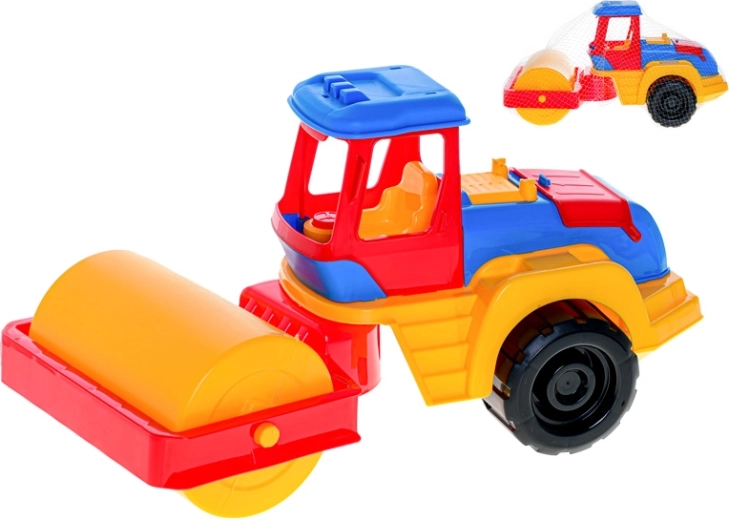 Plastic road roller 36 cm with freewheel drive in netting