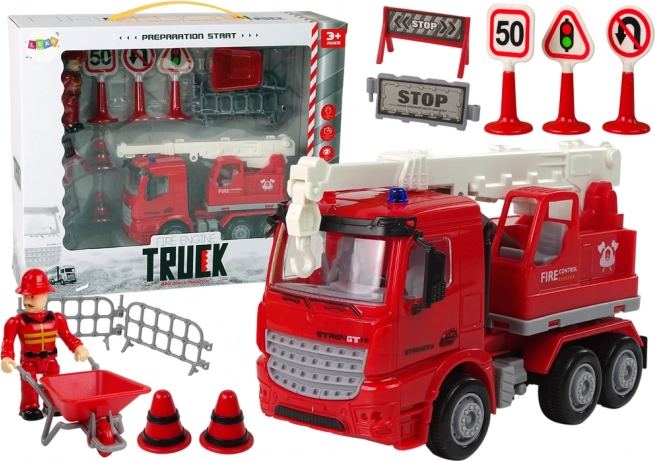 Firefighting Set with Crane and Traffic Signs