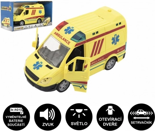 Ambulance en Plastique avec Son et Lumière à Inertie 20 cm