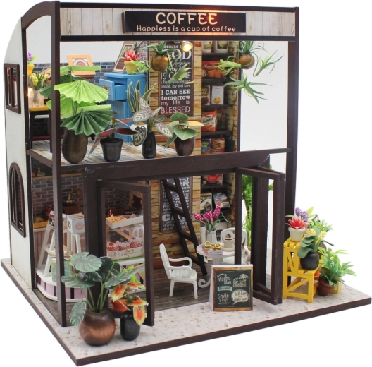 Miniatur-Haus Café – Bausatz mit LED-Beleuchtung