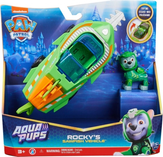 PAW Patrol Aqua Vehicle with Rocky Figure