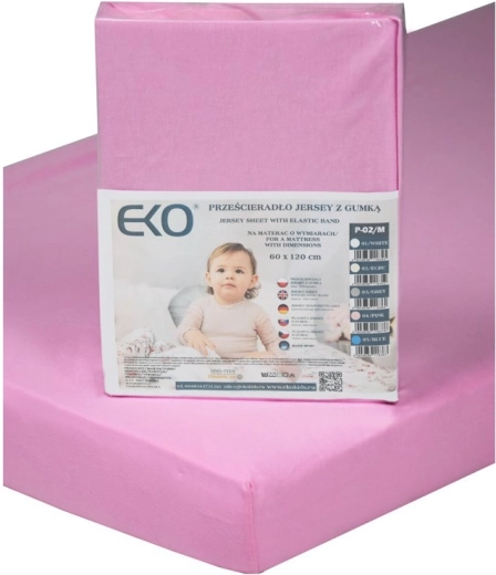 Drap-housse EKO avec élastique jersey rose 120 × 60 cm