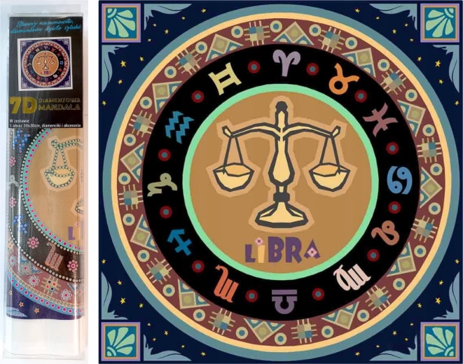 Norimpex diamant schilderen 7D – sterrenbeeld Weegschaal 30 × 30 cm