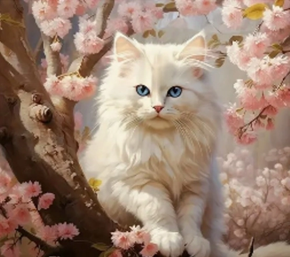 Diamantmozaïek – kat in bloemen