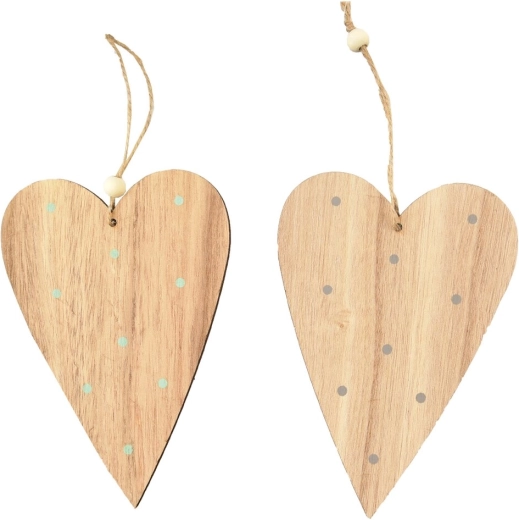 Hanging wooden heart with brown polka dots (2 variants)