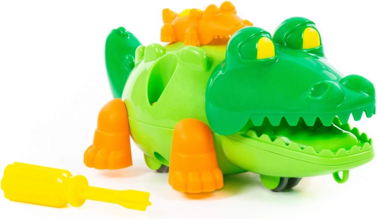 Rijdende krokodil op wieltjes