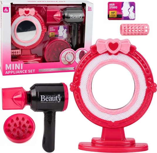Set de coiffure pour enfants avec miroir et sèche-cheveux, avec lumières et sons