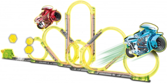 Spin and Build super track with two motorcycles