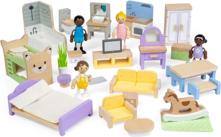 Bigjigs Toys ensemble de meubles en bois pour maison de poupées
