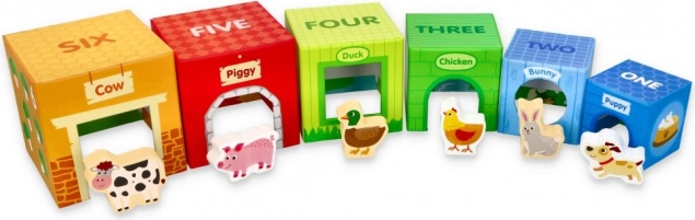 stacking blocks with farm animals