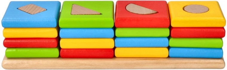 GOKI puzzle en bois – 4 tours colorées de formes