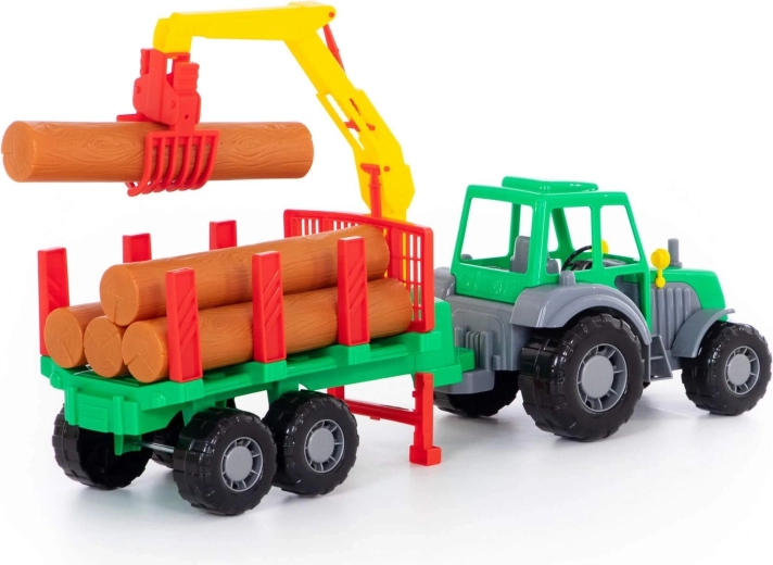 Crane with grab for loading