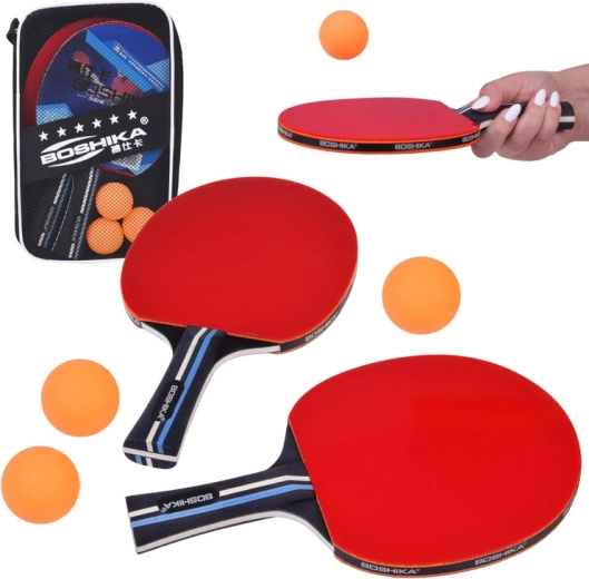 Table tennis set: 2 wooden paddles, 3 balls and a case