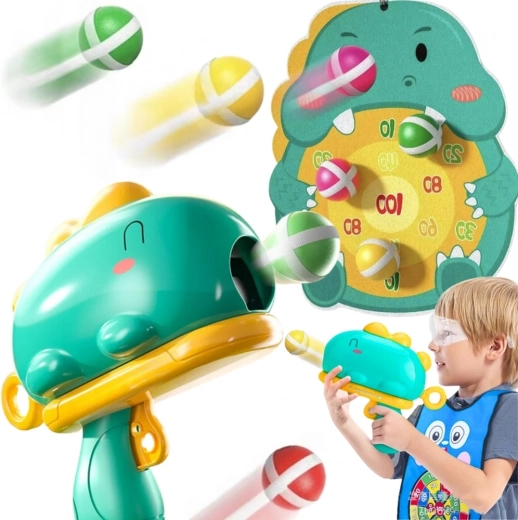 kids’ game with target and dinosaur blaster with hook-and-loop balls WOOPIE