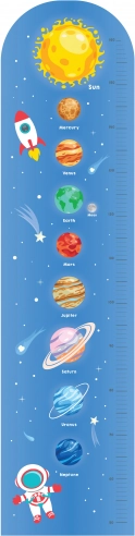Kindermeter aus Schaum für die Wand Weltraum 120 cm