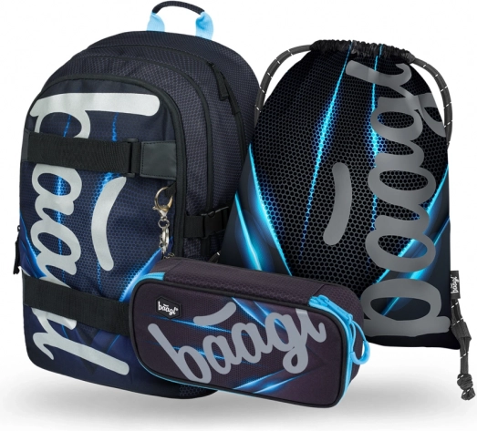 Baagl set scolaire Skate Bluelight – sac à dos, trousse et sac