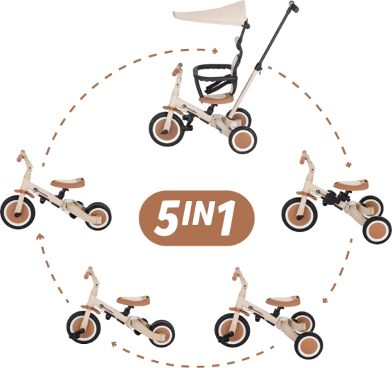 Petite&Mars tricycle multifonction 5-en-1 Turbo Plus desert sand