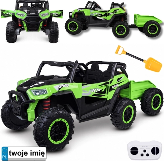 Kids’ electric 4x4 buggy for two with trailer