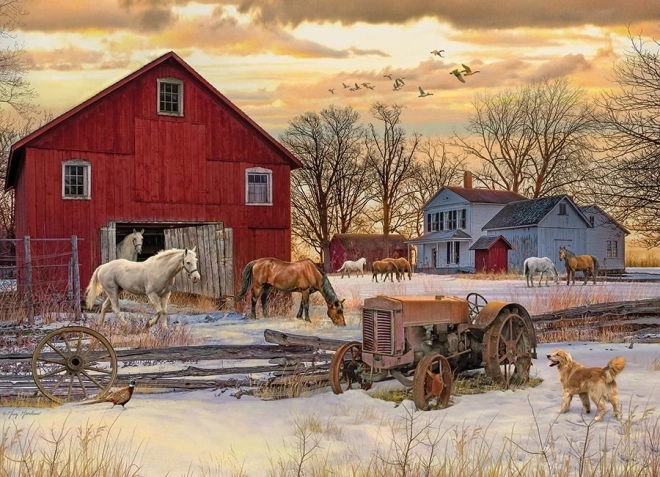 Puzzel Cobble Hill Winter op de boerderij 1000 stukjes