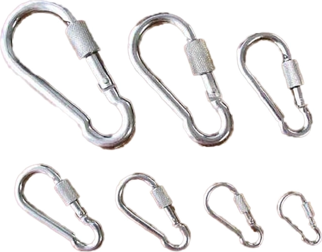 Mousqueton en acier avec écrou de sécurité 100 mm, galvanisé, 350 kg (lot de 5)