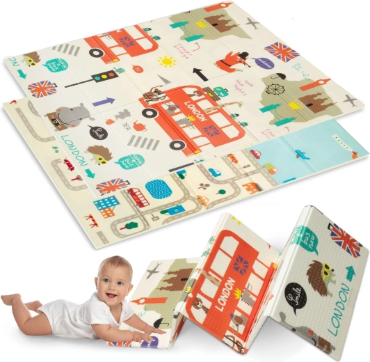 Humbi double-sided foldable foam play mat for children London 120 × 180 cm