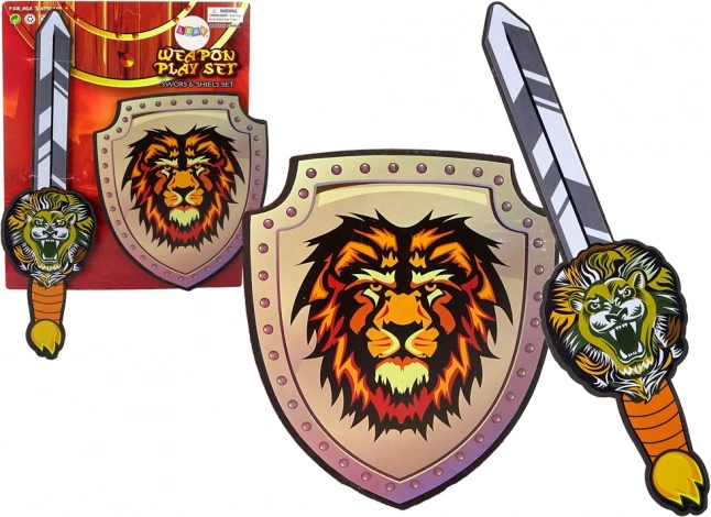 Knight set made of EVA foam – sword and shield with lion motif