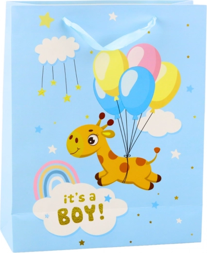 Geschenktasche It's a Boy Giraffe Blau