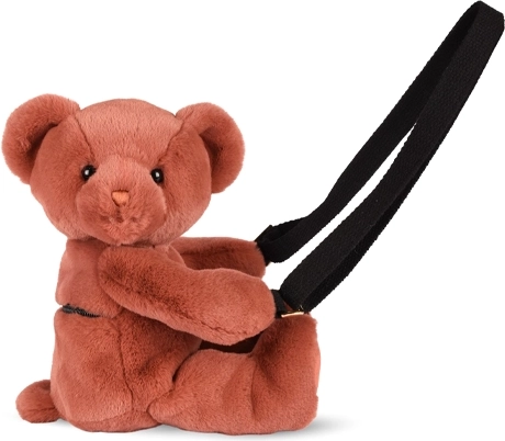 Doudou plush teddy bear crossbody bag, terracotta, 30 cm